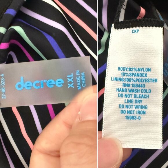 Decree XXL Strapless Medium Coverage One-Piece Swimsuit Striped Lace-Up Sides - Picture 4 of 6